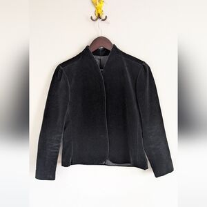Vintage Eaton Black Velvet Cropped Blazer, Size S